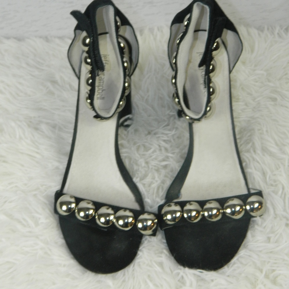 Jeffrey Campbell Black Suede Studded Heels 9.5 - Picture 2 of 8
